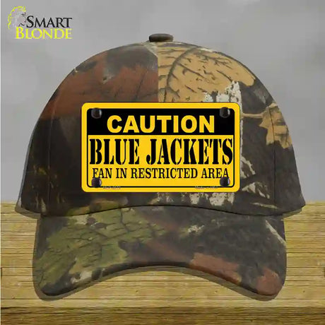 Caution Blue Jackets Novelty License Plate Hat Cotton / Camoflauge