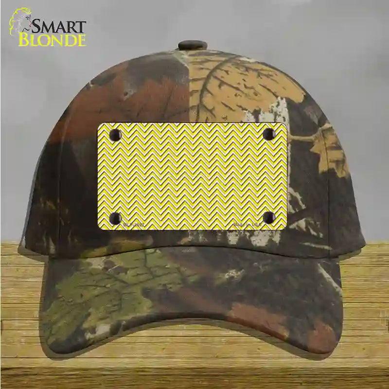 Yellow White Chevron Novelty License Plate Hat Cotton / Camoflauge