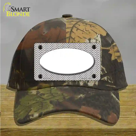 Grey White Chevon White Oval Novelty License Plate Hat Cotton / Camoflauge