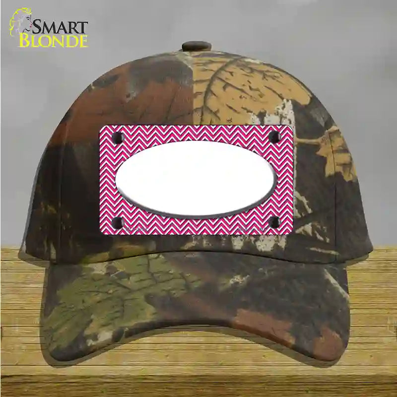 Pink White Chevon White Center Oval Novelty License Plate Hat Cotton / Camoflauge