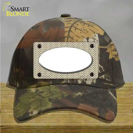 Gold White Chevon White Center Oval Novelty License Plate Hat Cotton / Camoflauge