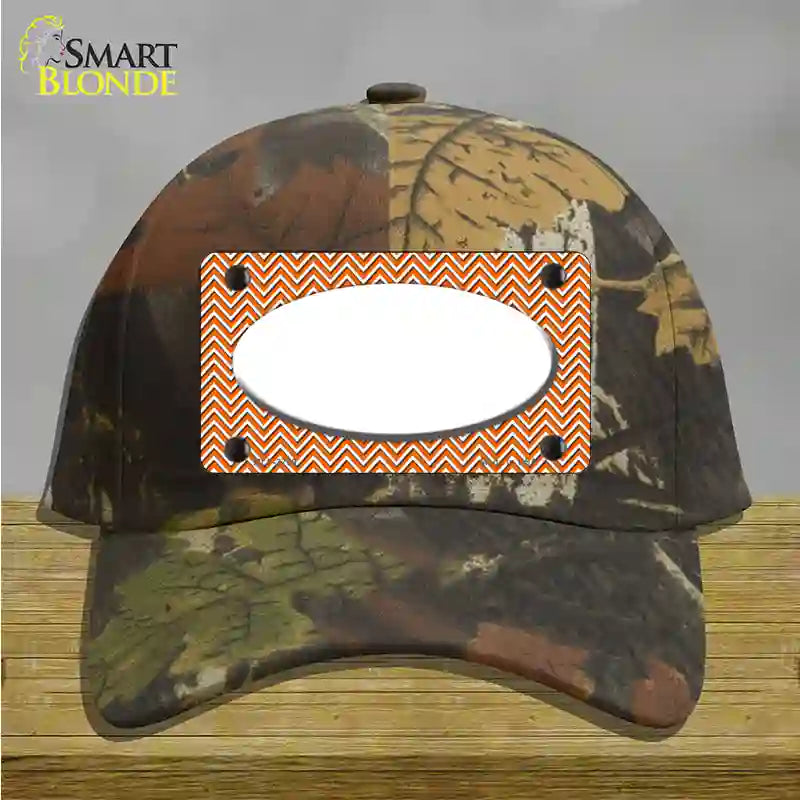 Orange White Chevon White Center Oval Novelty License Plate Hat Cotton / Camoflauge