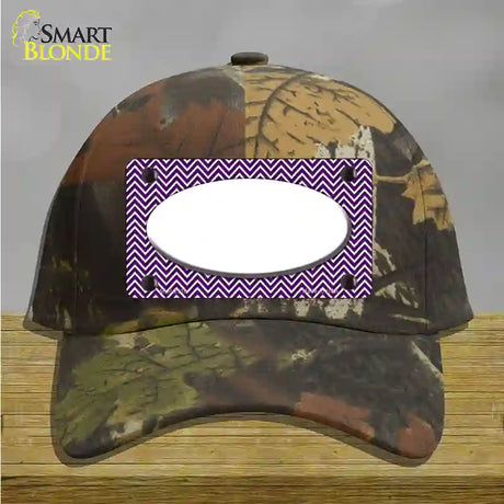 Purple White Chevon White Center Oval Novelty License Plate Hat Cotton / Camoflauge