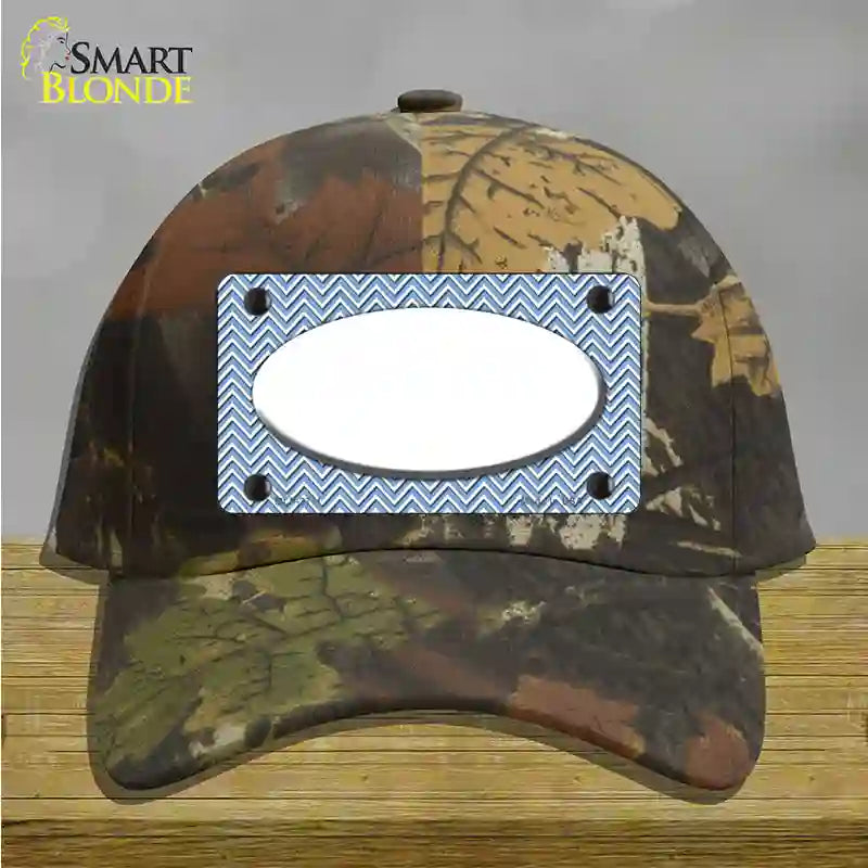 Light Blue White Chevon White Center Oval Novelty License Plate Hat Cotton / Camoflauge