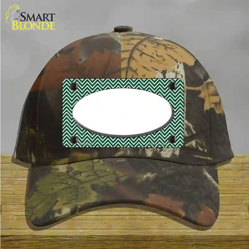 Green White Chevon White Center Oval Novelty License Plate Hat Cotton / Camoflauge