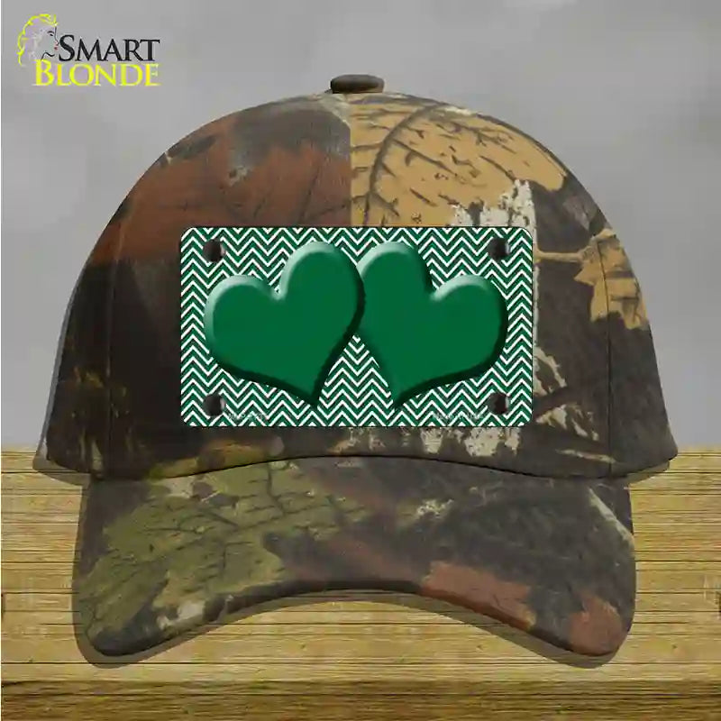 Green White Chevron Green Center Hearts Novelty License Plate Hat Cotton / Camoflauge