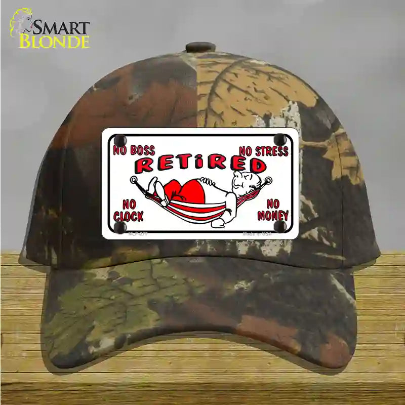 Retired With Hammock Novelty License Plate Hat Cotton / Camoflauge