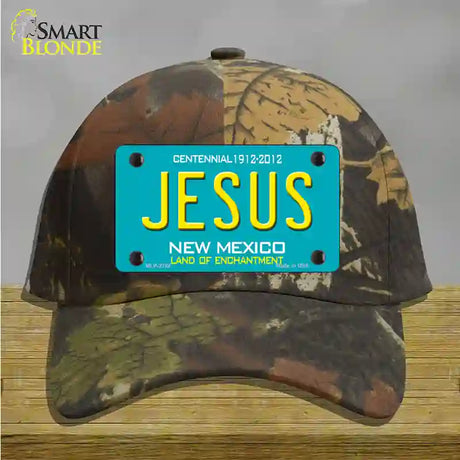 Jesus New Mexico Teal Novelty License Plate Hat Cotton / Camoflauge