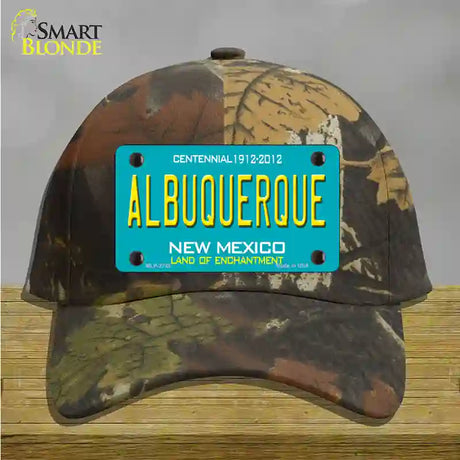 Albuquerque New Mexico Teal Novelty License Plate Hat Cotton / Camoflauge