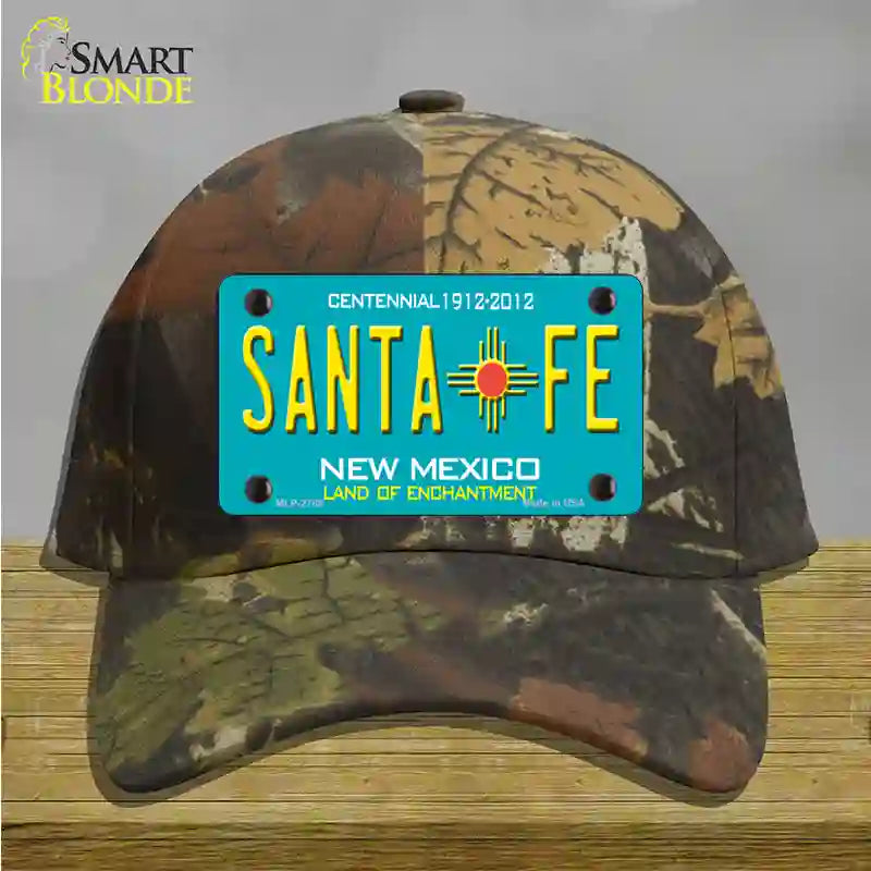 Santa Fe New Mexico Teal Novelty License Plate Hat Cotton / Camoflauge