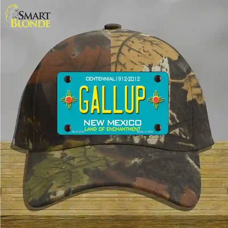 Gallup New Mexico Teal Novelty License Plate Hat Cotton / Camoflauge