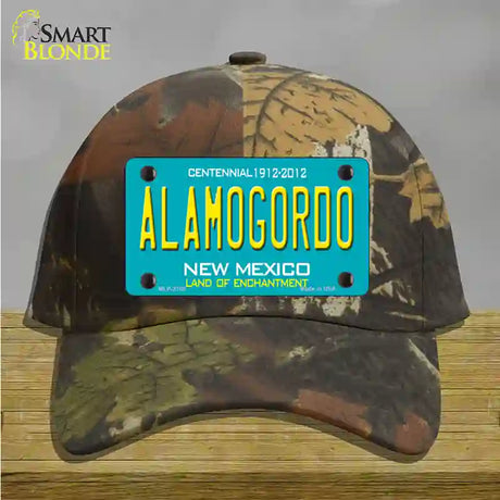 Alamogordo New Mexico Teal Novelty License Plate Hat Cotton / Camoflauge