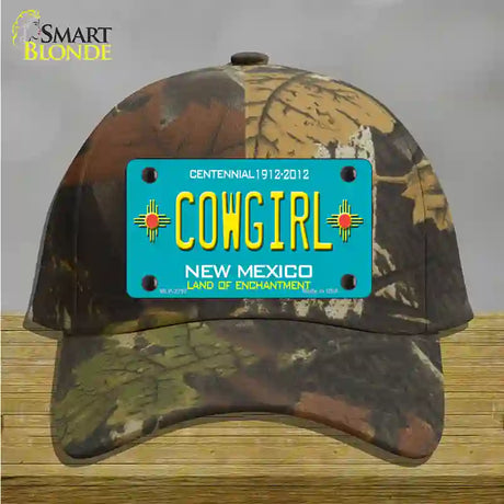 Cowgirl New Mexico Teal Novelty License Plate Hat Cotton / Camoflauge