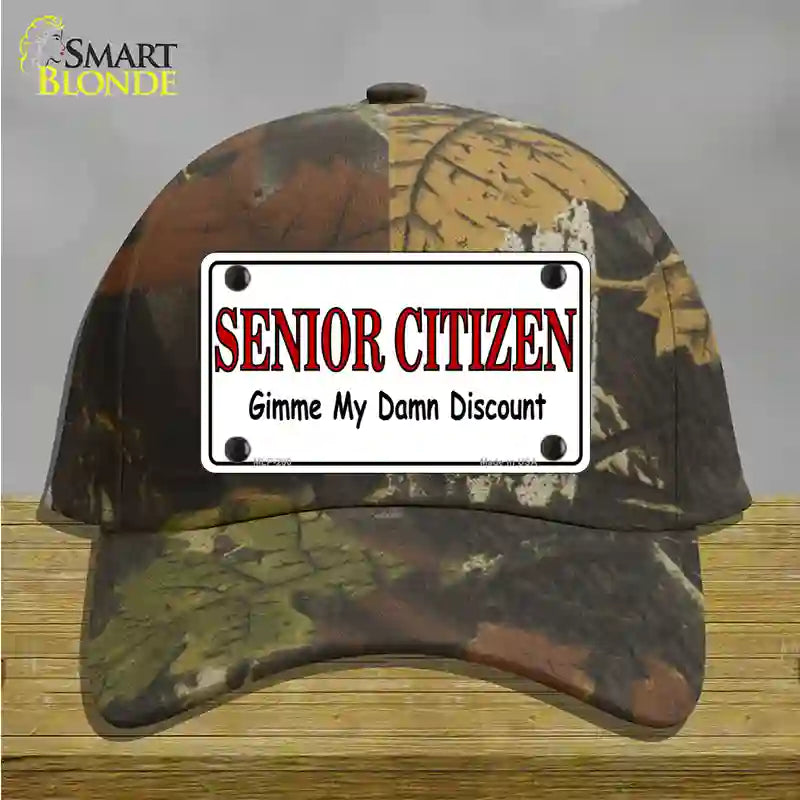 Senior Citizen Discount Novelty License Plate Hat Cotton / Camoflauge