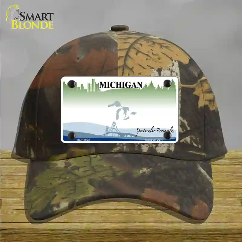 Michigan Peninsulas State Blank Novelty License Plate Hat Cotton / Camoflauge