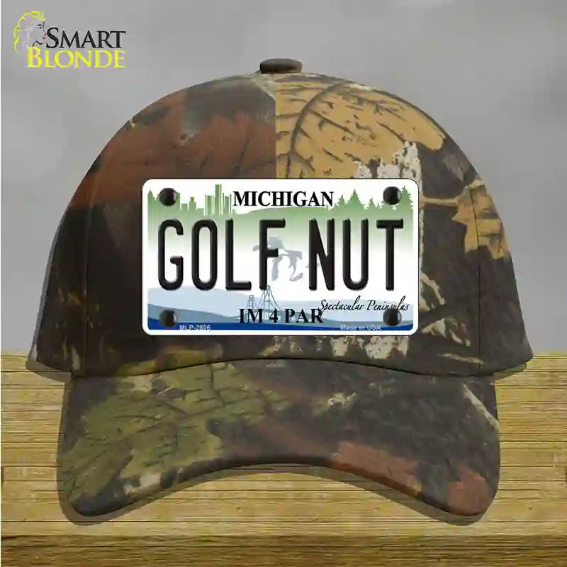 Golf Nut Michigan State Novelty License Plate Hat Cotton / Camoflauge