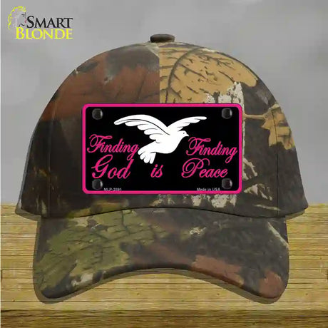 Finding God Finding Peace Black Novelty License Plate Hat Cotton / Camoflauge