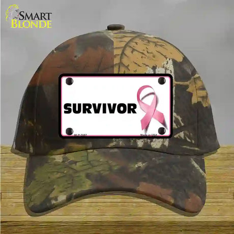 Survivor Breast Cancer Novelty License Plate Hat Cotton / Camoflauge