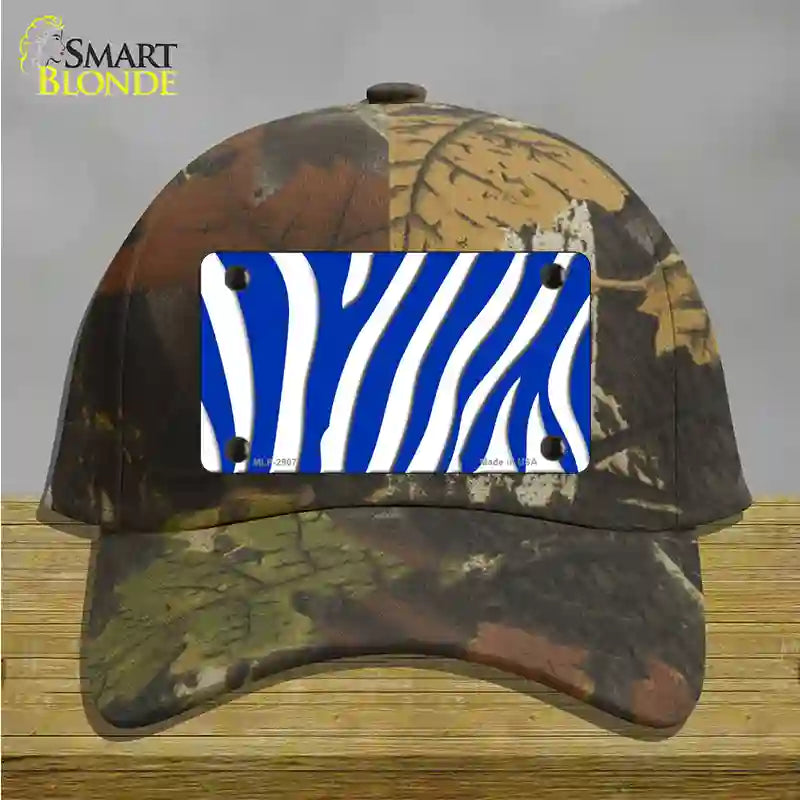 Blue White Zebra Novelty License Plate Hat Cotton / Camoflauge