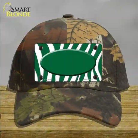 Green White Zebra Green Center Oval Novelty License Plate Hat Cotton / Camoflauge