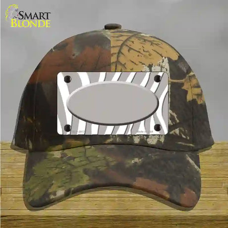 Grey White Zebra Grey Center Oval Novelty License Plate Hat Cotton / Camoflauge