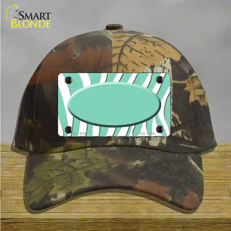 Mint White Zebra Mint Center Oval Novelty License Plate Hat Cotton / Camoflauge