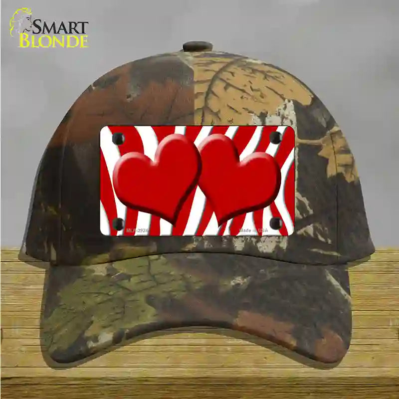 Red White Zebra Red Centered Hearts Novelty License Plate Hat Cotton / Camoflauge