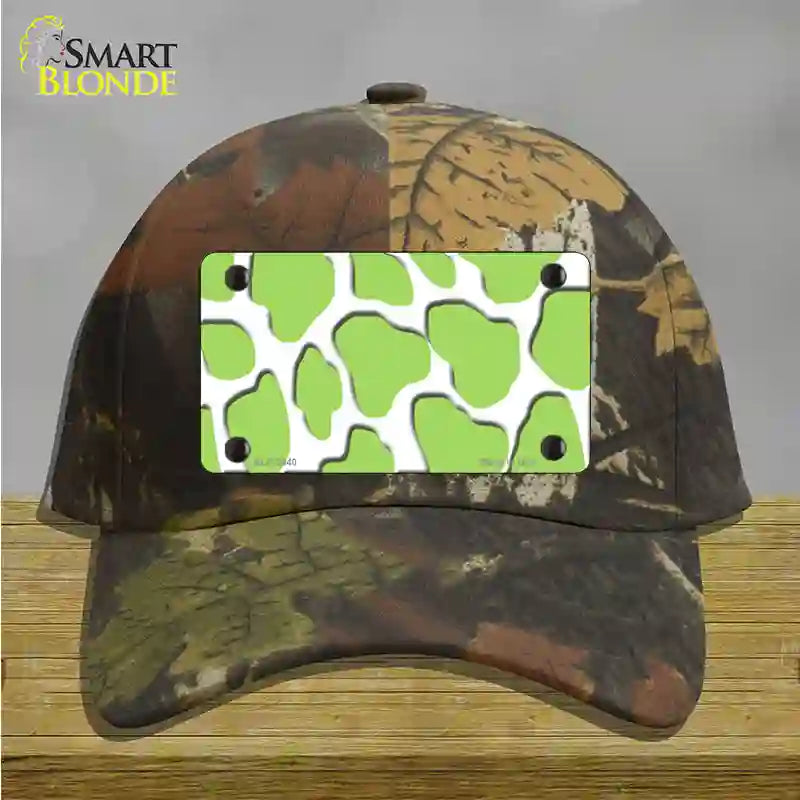 Lime Green White Giraffe Novelty License Plate Hat Cotton / Camoflauge