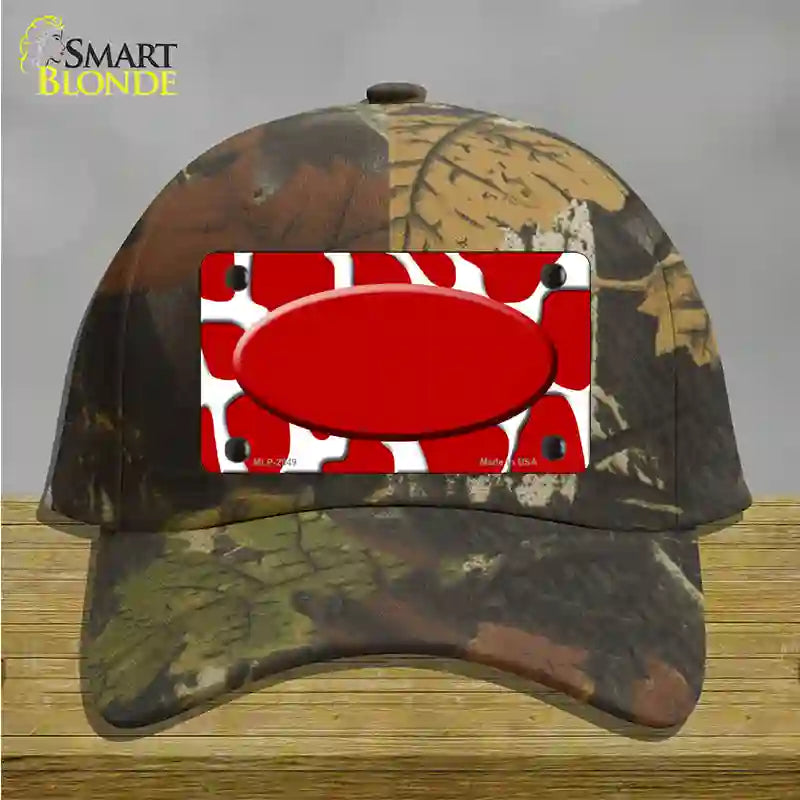 Red White Giraffe Red Center Oval Novelty License Plate Hat Cotton / Camoflauge