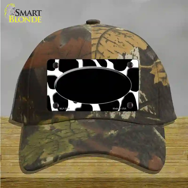 Black White Giraffe Black Center Oval Novelty License Plate Hat Cotton / Camoflauge