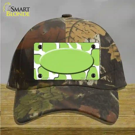 Lime Green White Giraffe Lime Green Center Oval Novelty License Plate Hat Cotton / Camoflauge