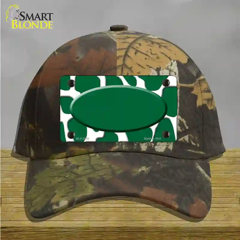 Green White Giraffe Green Center Oval Novelty License Plate Hat Cotton / Camoflauge