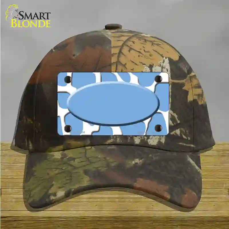 Light Blue White Giraffe Light Blue Center Oval Novelty License Plate Hat Cotton / Camoflauge