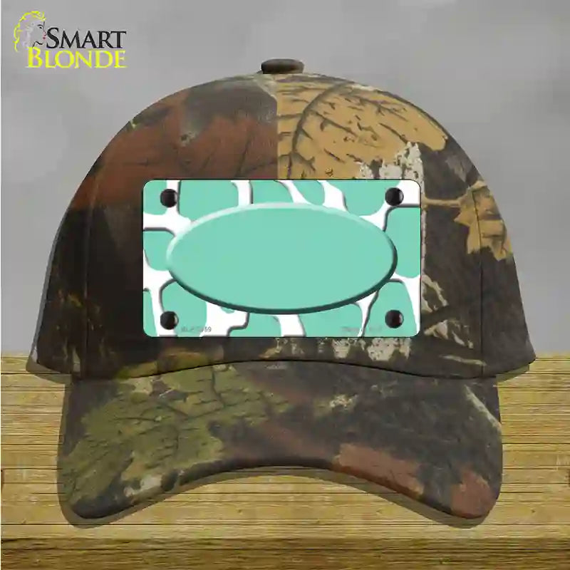 Mint White Giraffe Mint Center Oval Novelty License Plate Hat Cotton / Camoflauge