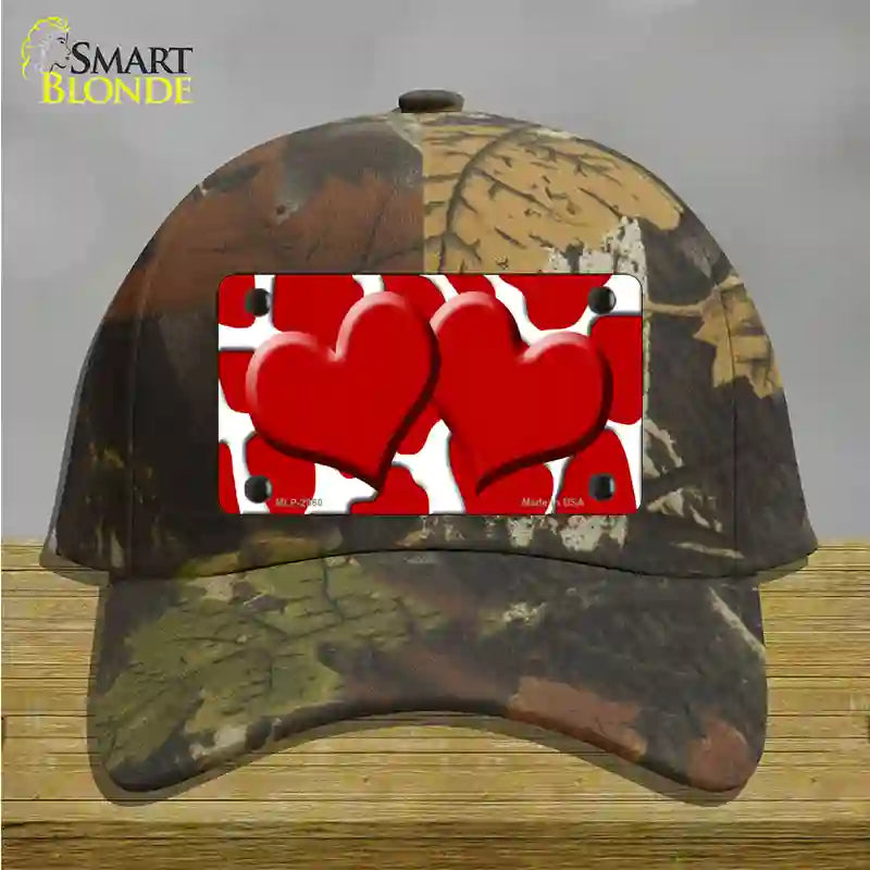 Red White Giraffe Red Centered Hearts Novelty License Plate Hat Cotton / Camoflauge