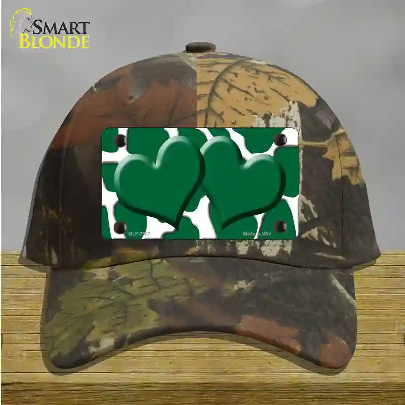 Green White Giraffe Green Centered Hearts Novelty License Plate Hat Cotton / Camoflauge