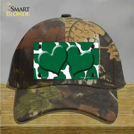 Green White Giraffe Green Centered Hearts Novelty License Plate Hat Cotton / Camoflauge