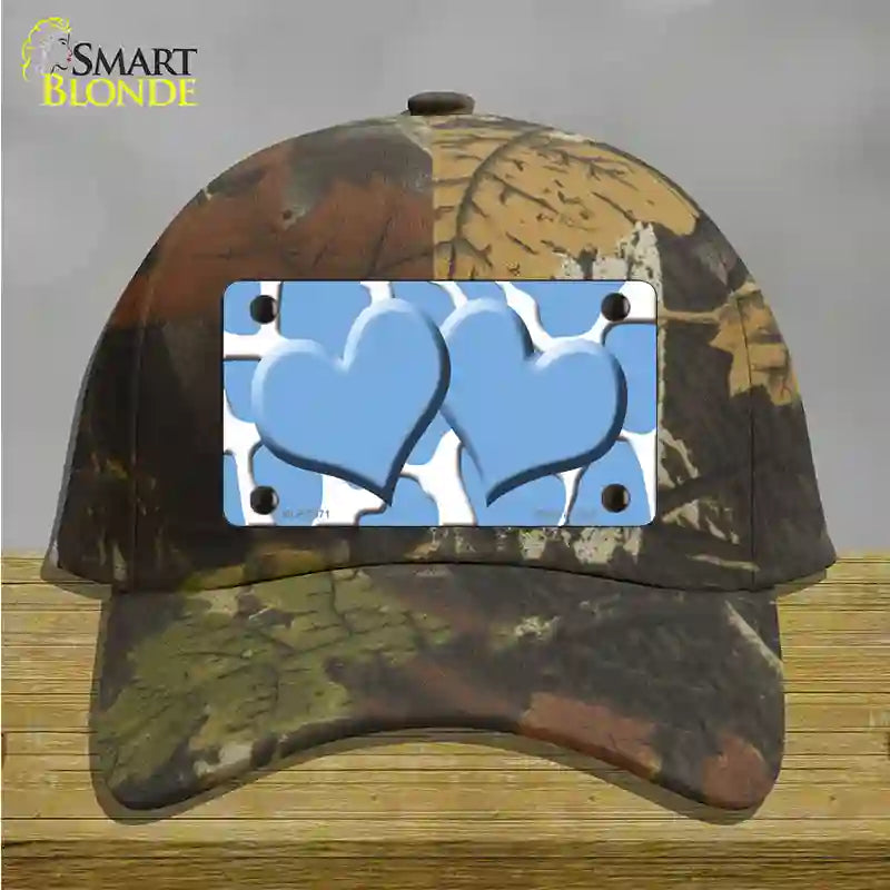 Light Blue White Giraffe Light Blue Centered Hearts Novelty License Plate Hat Cotton / Camoflauge