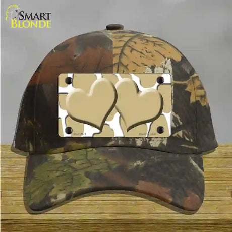 Gold White Giraffe Gold Centered Hearts Novelty License Plate Hat Cotton / Camoflauge