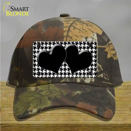 White Black Houndstooth Black Center Hearts Novelty License Plate Hat Cotton / Camoflauge