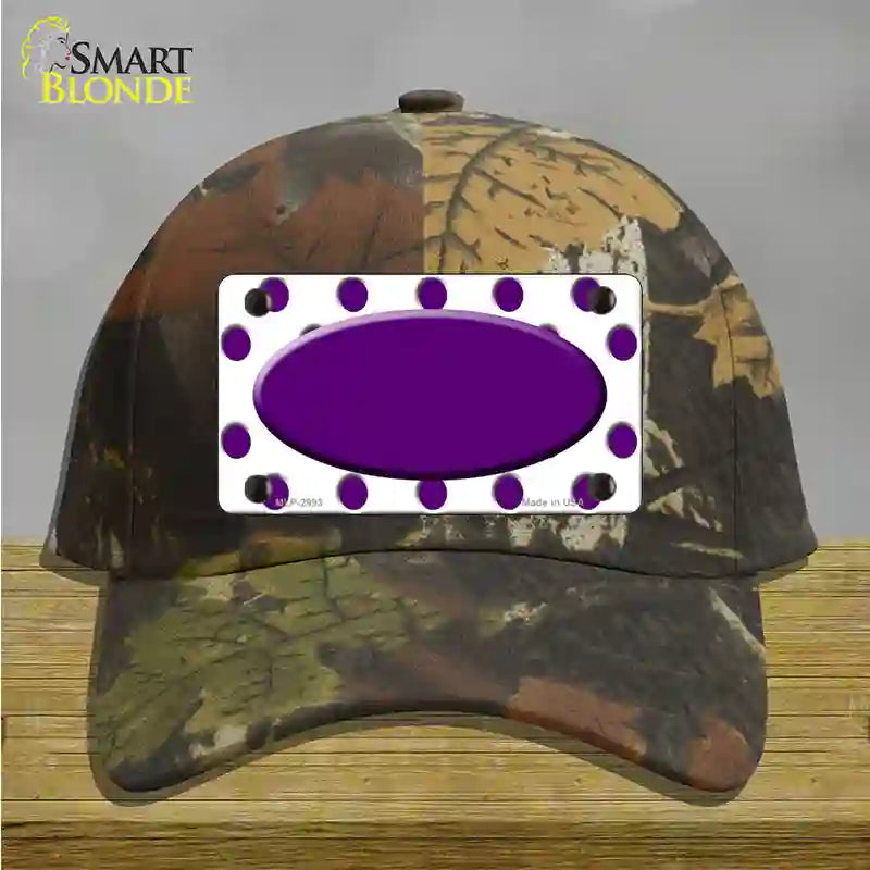 Purple White Polka Dot Purple Center Oval Novelty License Plate Hat Cotton / Camoflauge