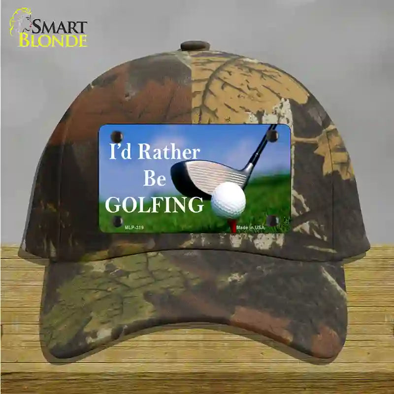 Rather Be Golfing Novelty License Plate Hat Cotton / Camoflauge