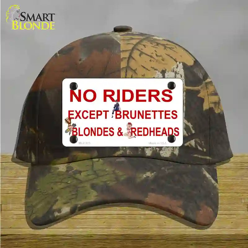 No Riders Except Novelty License Plate Hat Cotton / Camoflauge