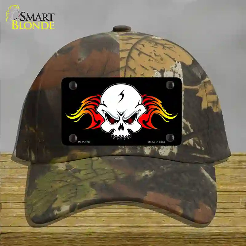 Skull Flame Novelty License Plate Hat Cotton / Camoflauge