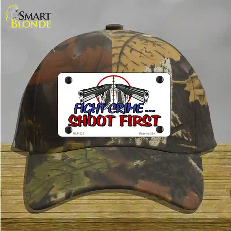 Fight Crime Shoot First Novelty License Plate Hat Cotton / Camoflauge