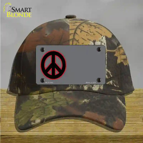 Peace Symbol Offset Novelty License Plate Hat Cotton / Camoflauge