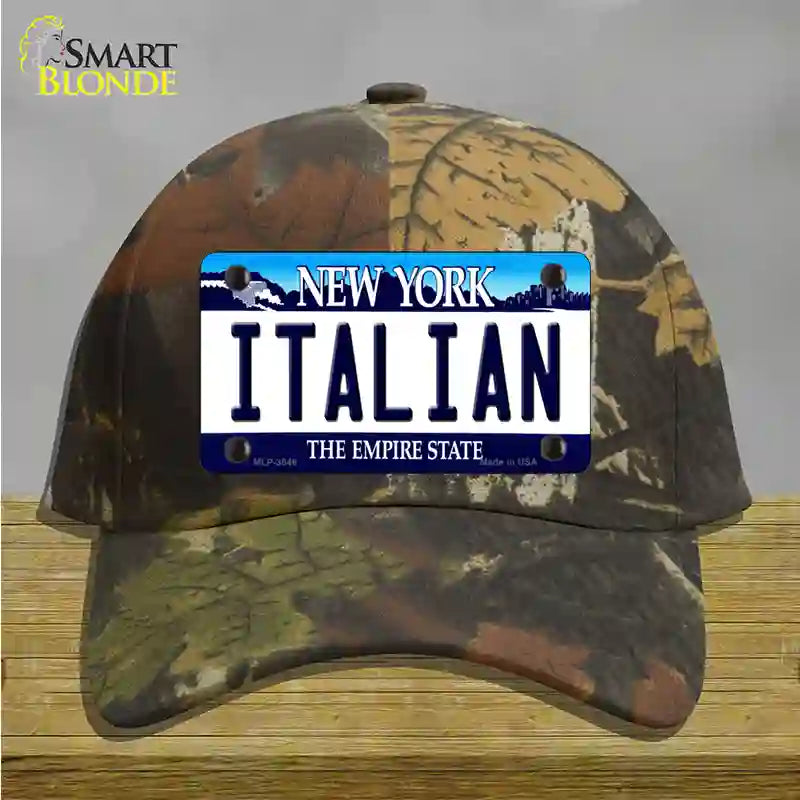 Italian New York Novelty License Plate Hat Cotton / Camoflauge