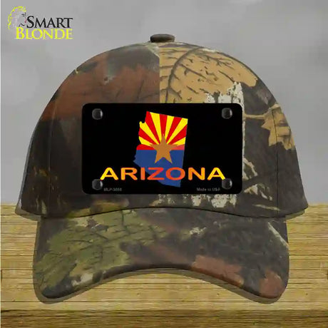 Arizona Flag Filled State Outline Novelty License Plate Hat Cotton / Camoflauge