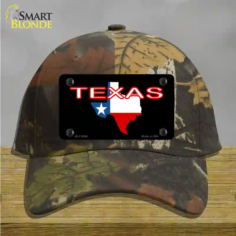 Texas Filled State Flag Novelty License Plate Hat Cotton / Camoflauge