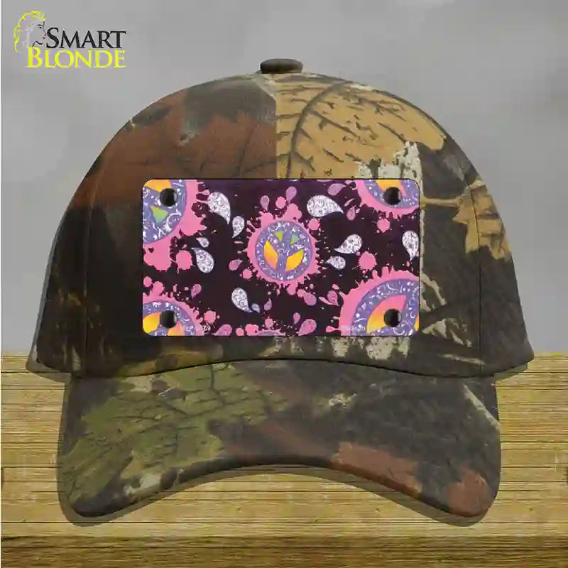 Peace Signs Floating Paisleys Novelty License Plate Hat Cotton / Camoflauge